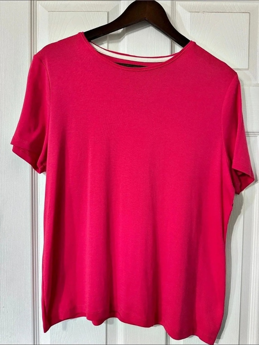 Talbots Pima Cotton Crewneck Tee Short Sleeve Pink - XL